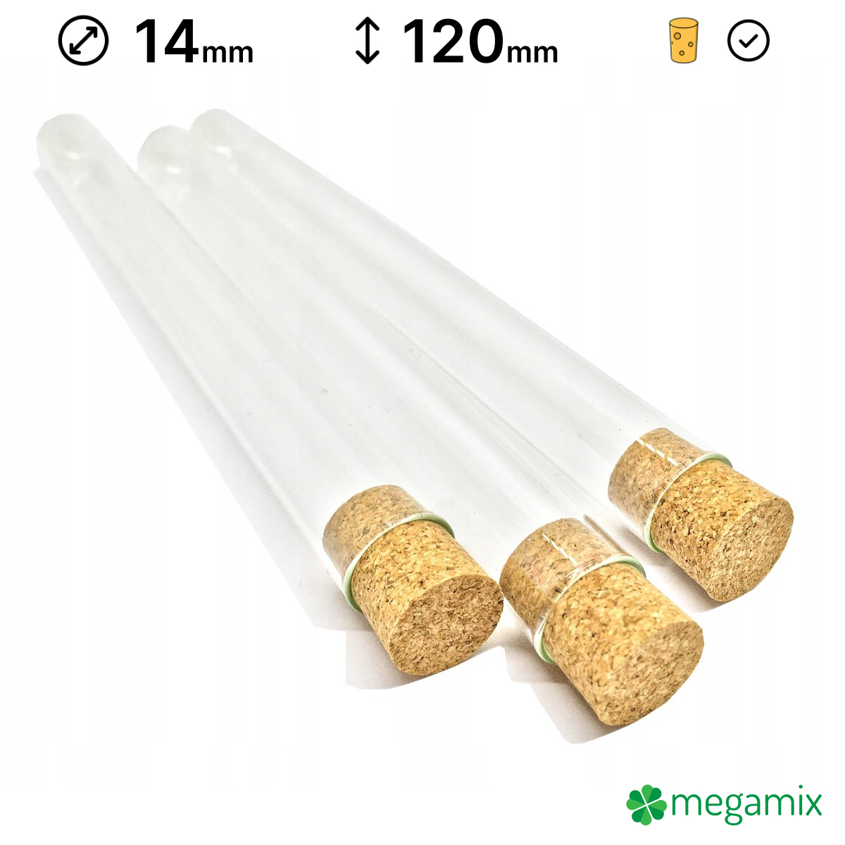 Reagenzgläser aus Glas mit Korken 120 mm Durchmesser 14 mm 10 Stk omegamix.at